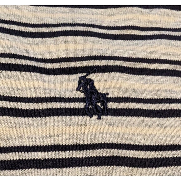 NEW Vintage Stock Polo Ralph Lauren Men's Gray & Black Striped Crew T-Shirt XL - Picture 2 of 7